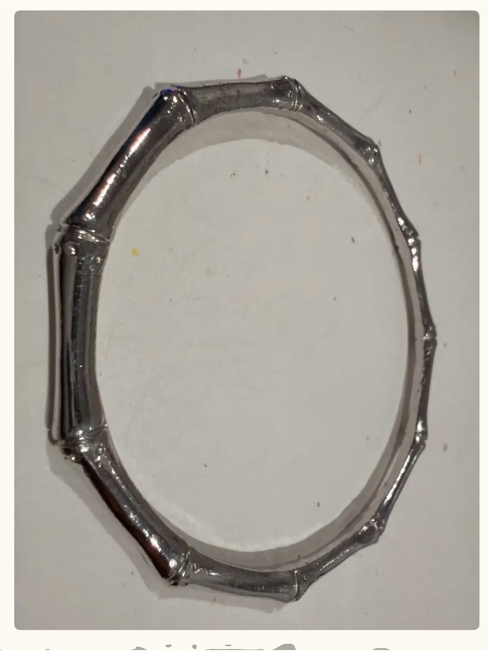 Silver Bamboo-Style Bangle Bracelet